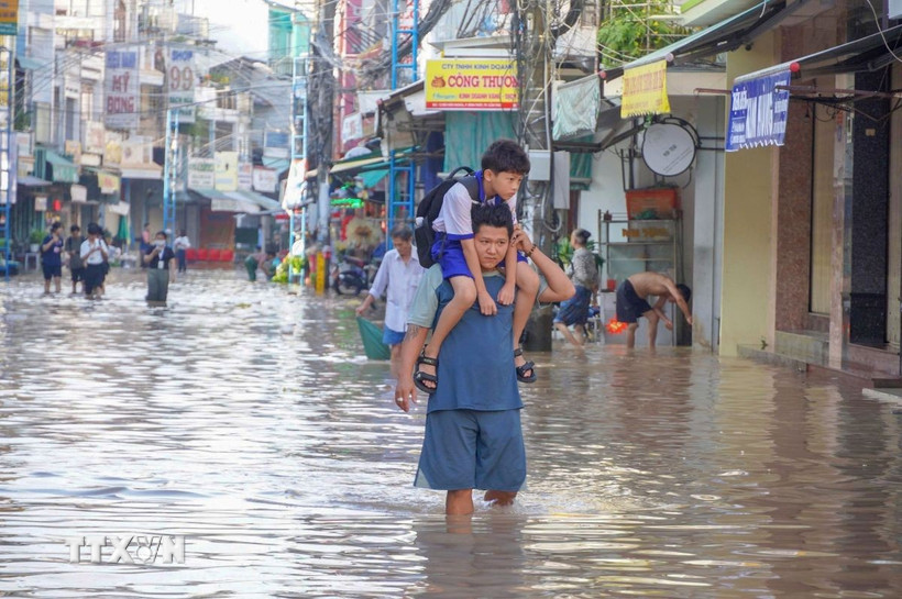Người dân Cần Thơ vật lộn với triều cường cao gần kỷ lục